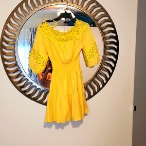 Yellow lace dress
